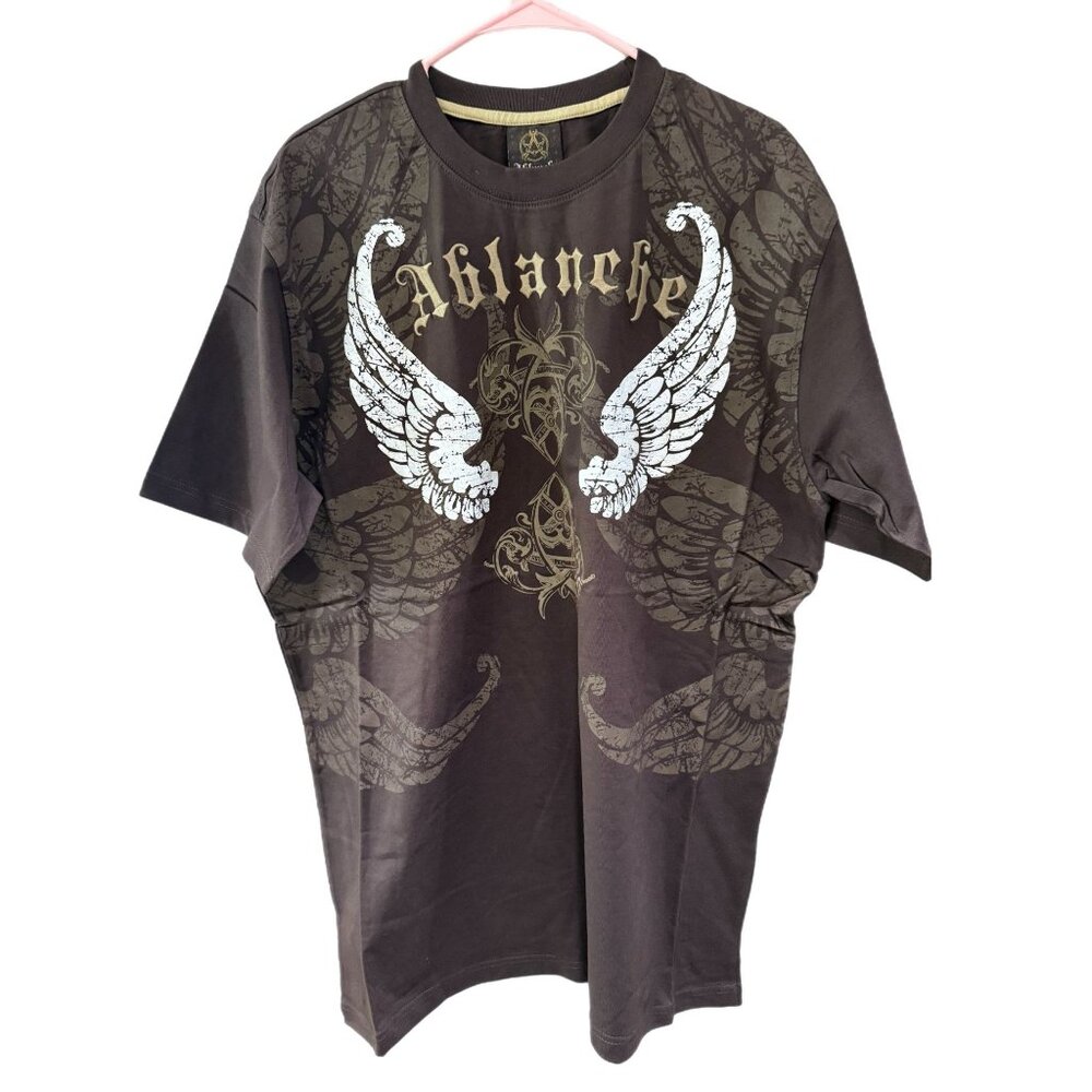 Ablanche Street Wear Y2K XL Brown Embroidered Wings Tee T-Shirt Vintage NEW